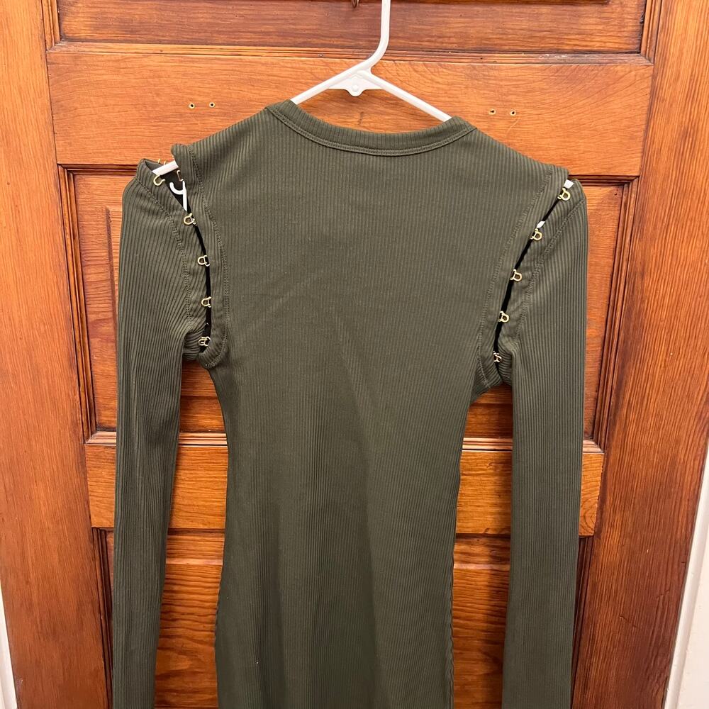 Dion Lee Organic Cotton Rib Hook & Eye Rib Mini Dress Shadow Green sz S $520 NWT - Picture 11 of 14